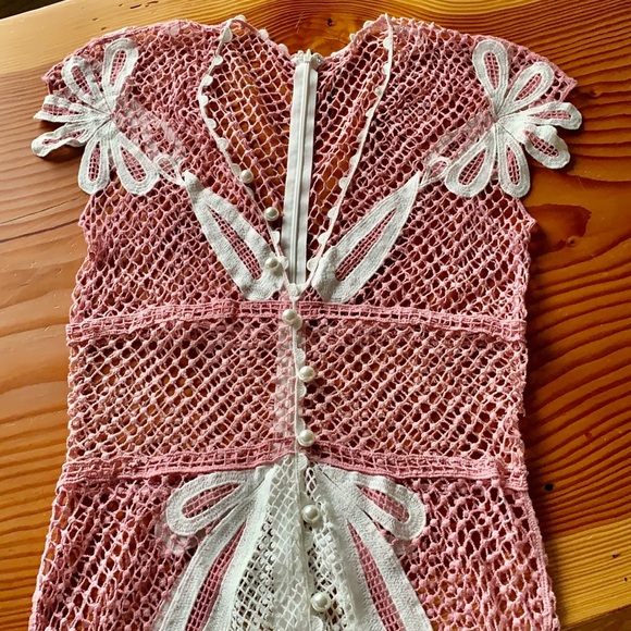 Pink and off white net maxi dress. US S. - Picture 6 of 9